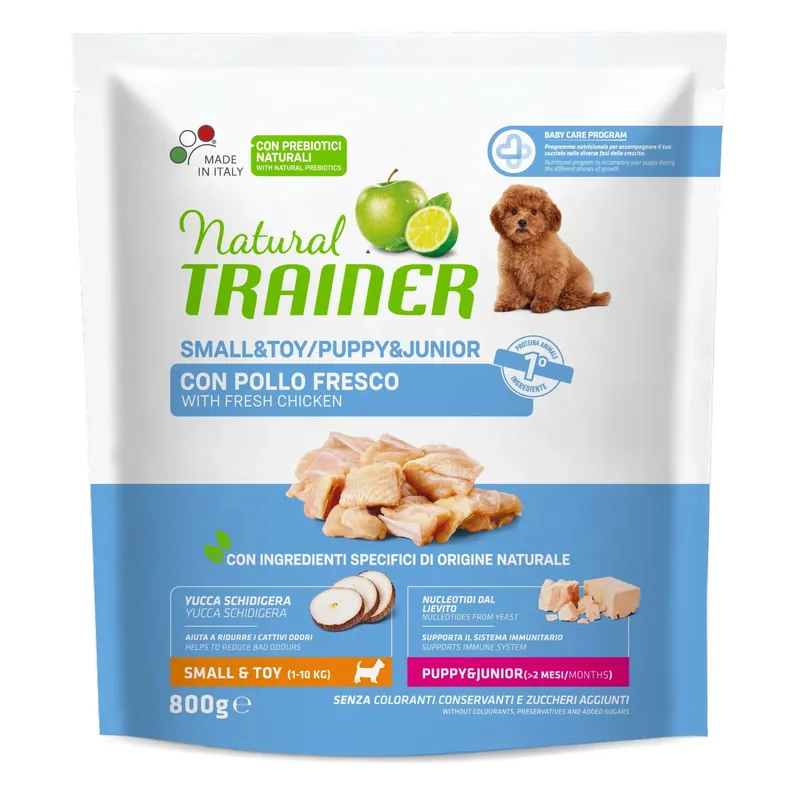 Cibo secco per cani Natural Trainer small&toy puppy&jr pollo 0,8 kg Voordeelprijs