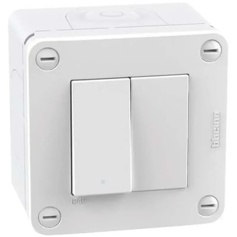 Scatola 2 moduli Bticino Idrogo MatixGO IP40 con interruttore e falso polo Koopje