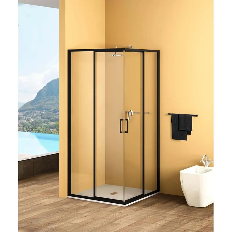 Direct Verzonden Lato per angolo doccia Bild L82/85xH190 cm nero opaco