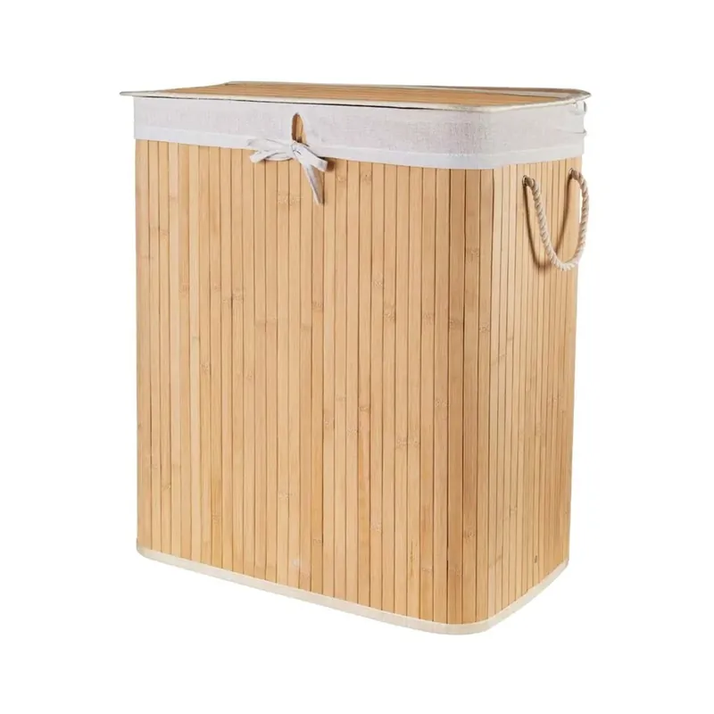 Weekendaanbieding Portabiancheria bambù 100 l2 scomparti con coperchio