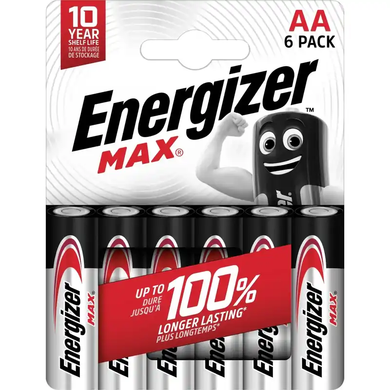 Pila alcalina Energizer MAX ALK AA 6 pz Laatste Versie
