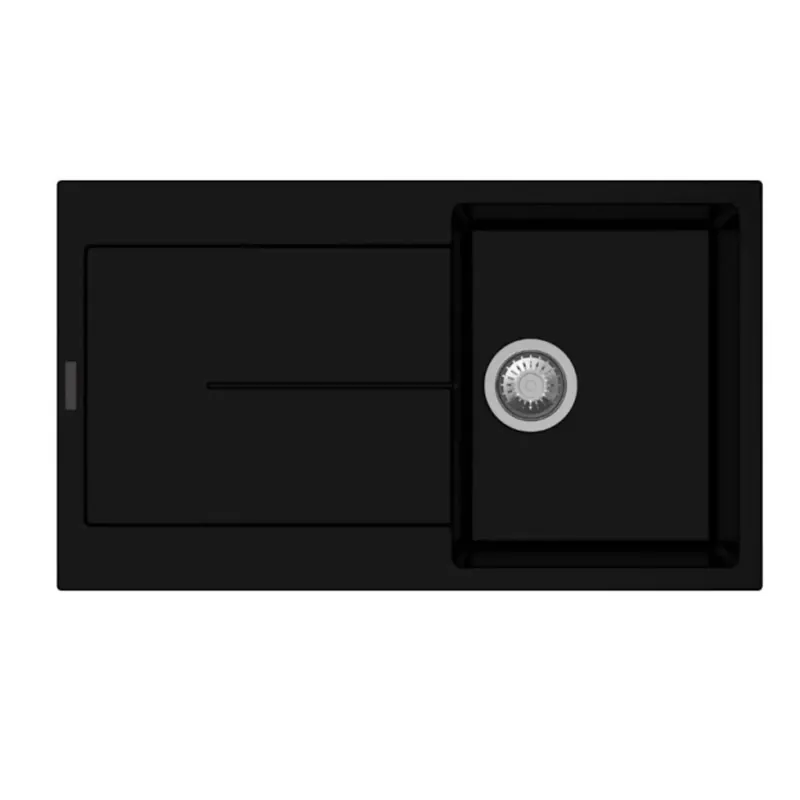 Lavello da incasso in quarzo 1 vasca 86x50 cm nero Uitverkoop