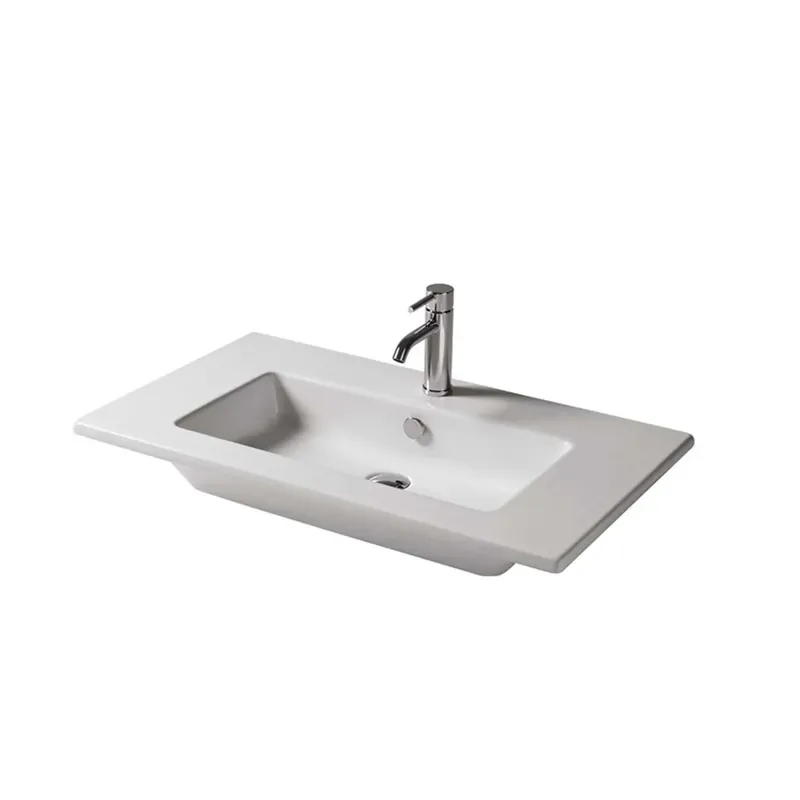 Weekendaanbieding Lavabo da incasso con vasca integrata ceramica 86x51,5 cm bianco lucido