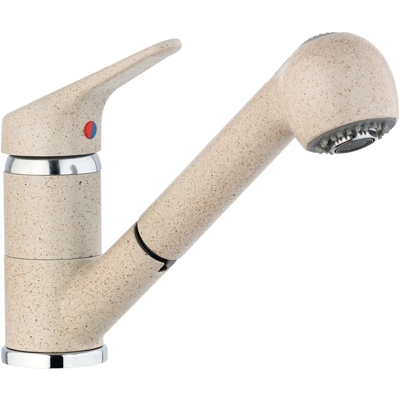 Premium Paini miscelatore lavello canna bassa doccetta estraibile Dream granito chiaro