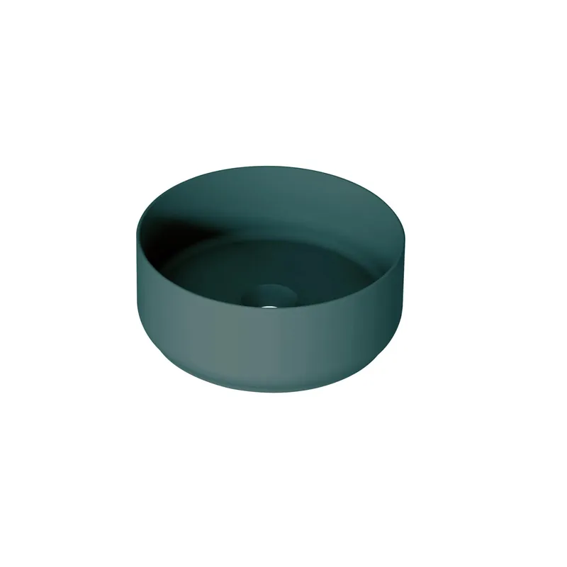Voordeelprijs Lavabo da appoggio rotondo in ceramica 36x12x36 cm Verde opaco