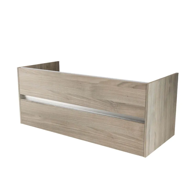 Actieprijs Base porta lavabo sospesa 2 cassetti 120x50x49 cm effetto legno