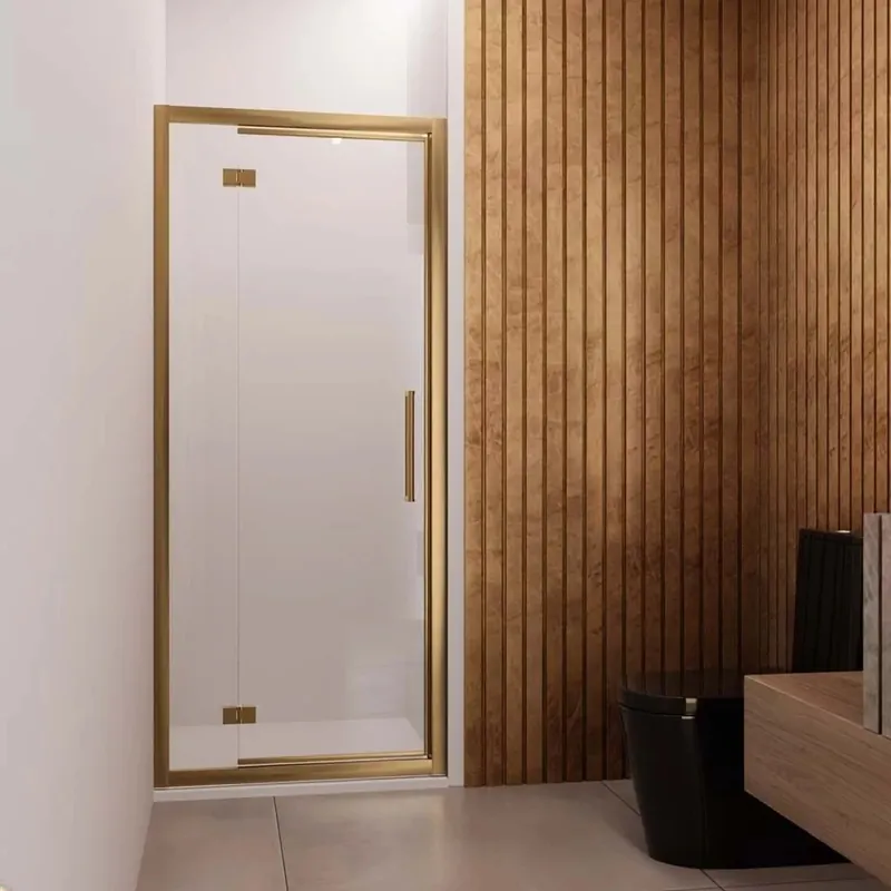 Aanbieding Lato fisso box doccia Lux Sx 8 mm porta scorrevole trasparente 87/90 cm Oro spaz
