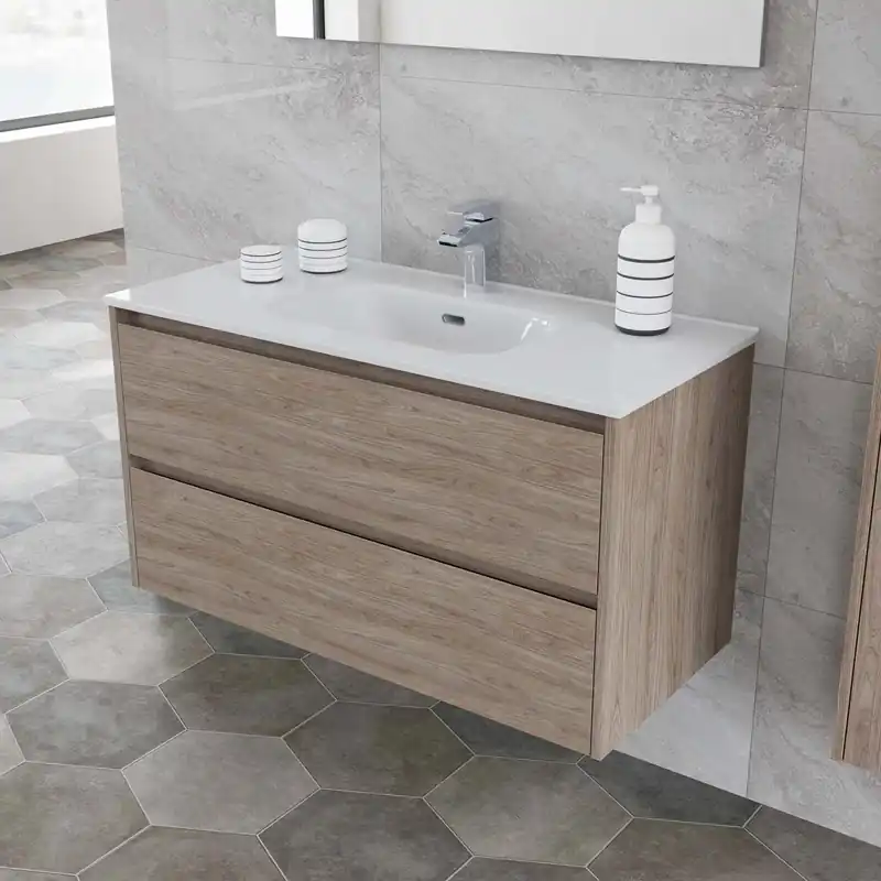 Aanbieding Mobile bagno base lavabo sospesa Ness 101 2/C natural gray 101x46 cm