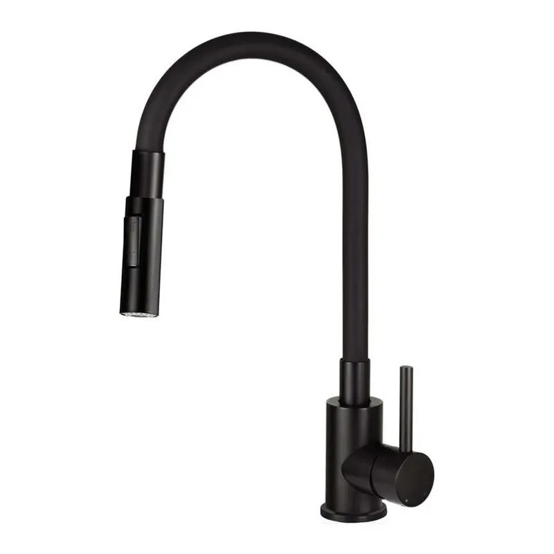 Koop Online Rubinetto da cucina con bocca elastica 2 getti Idrostile nero