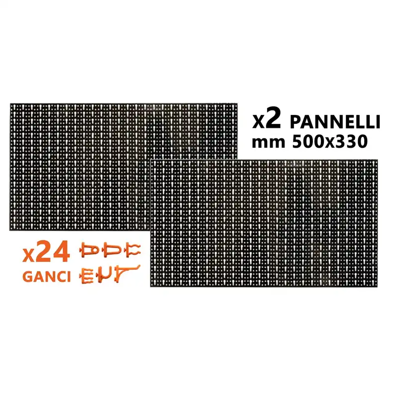 2 pannelli forati in PVC di mm 500 x 330 con 24 ganci Goedkoop