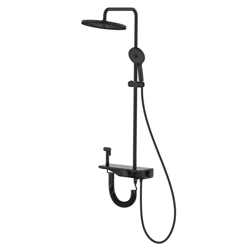 Weekendaanbieding Colonna doccia aQuasanit Nebula nero con doccetta 3 getti e deviatore 4 vie