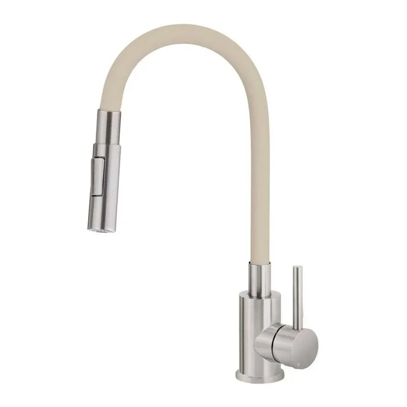 Premium Rubinetto da cucina per lavello bocca elastica 2 getti Idrostile beige