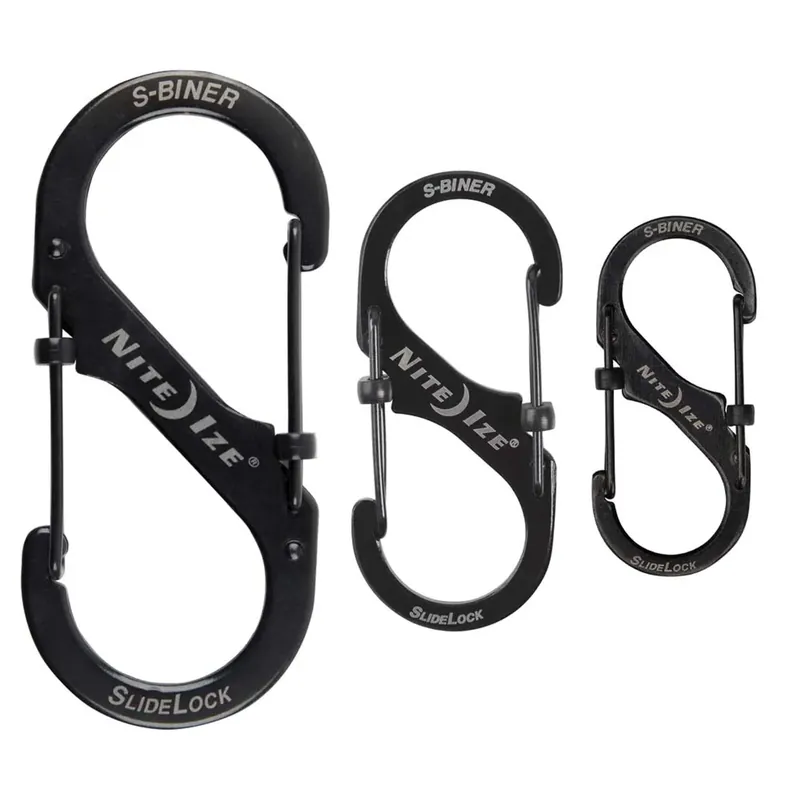 3 s-biner moschettoni di 3 dimensioni con chiusura bloccata nero Actieprijs