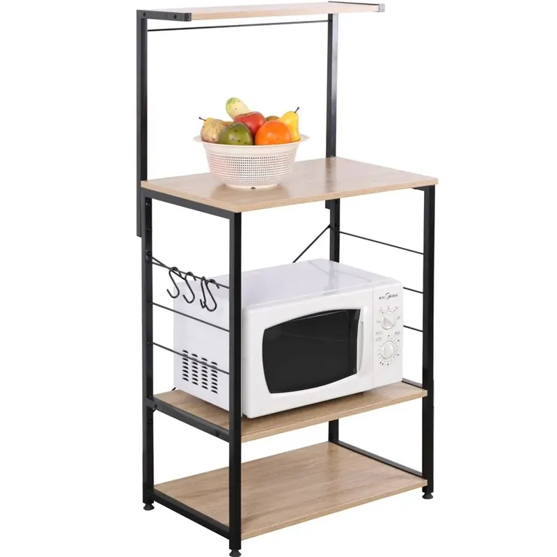 Mobile cucina con 3 ripiani e mensola Hamilton in legno 60x40x123cm Direct Beschikbaar