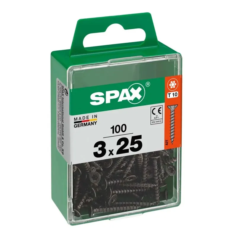 Vite Spax-s testa svasata t-star plus t10 filetto totale zincatura nera m 100 pz Flitsaanbieding