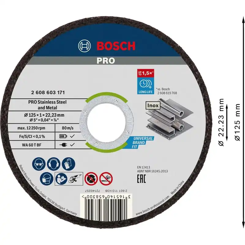 Aanbieding Mola da taglio Bosch PRO Stainless Steel and Metal 125x1x22,23 mm