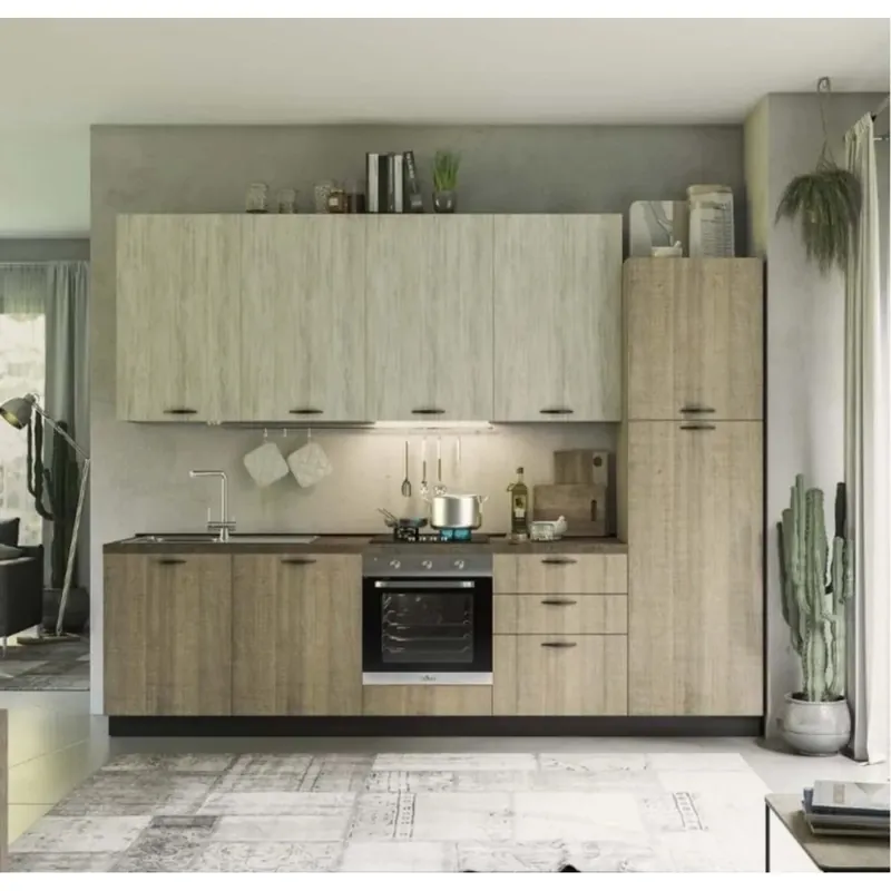 Cucina completa Rovigno 300 cm dx rovere grigio e bianco Exclusieve Aanbieding