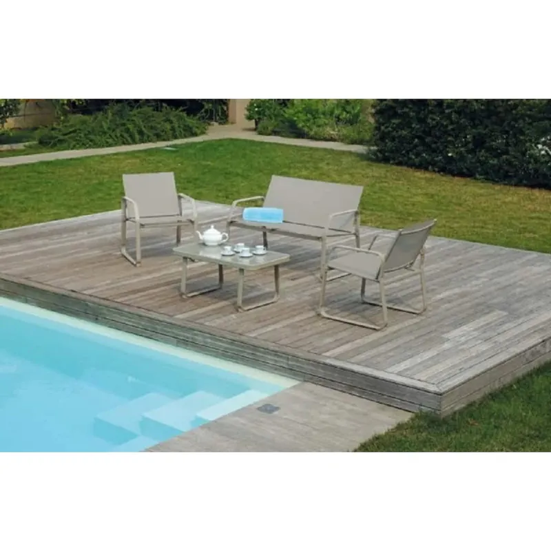 Weekendaanbieding Salotto da giardino in ferro epoxy tortora 4 posti