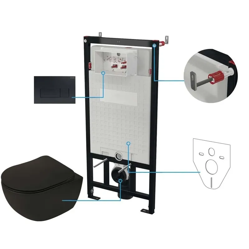 WC sospeso murale Artemides 6 in 1 nero Aanbieding
