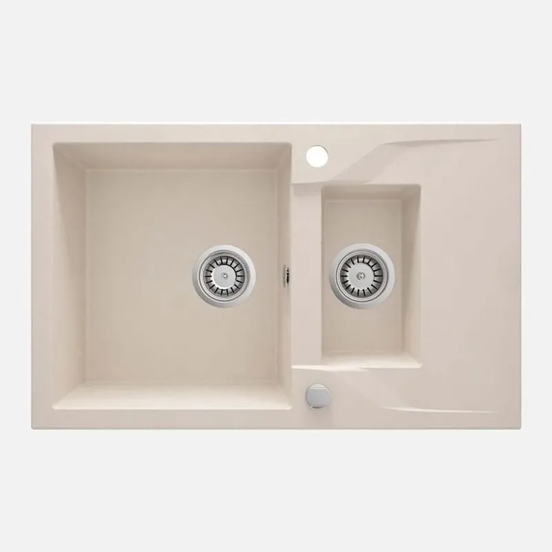 Fabrieksprijs Lavello 1.5 vasche gocciolatoio Idrostile Florida sifone 490x194 mm beige