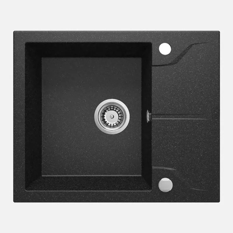 Koop Vandaag Lavello granito 1 vasca quadrata gocciolatoio Idrostile sifone 490x194 mm