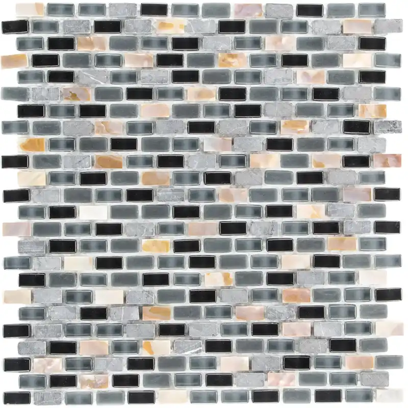 Weekendaanbieding Mosaico in vetro e pietra 5th Avenue Black Mix Seashell 28,5x28,5 cm