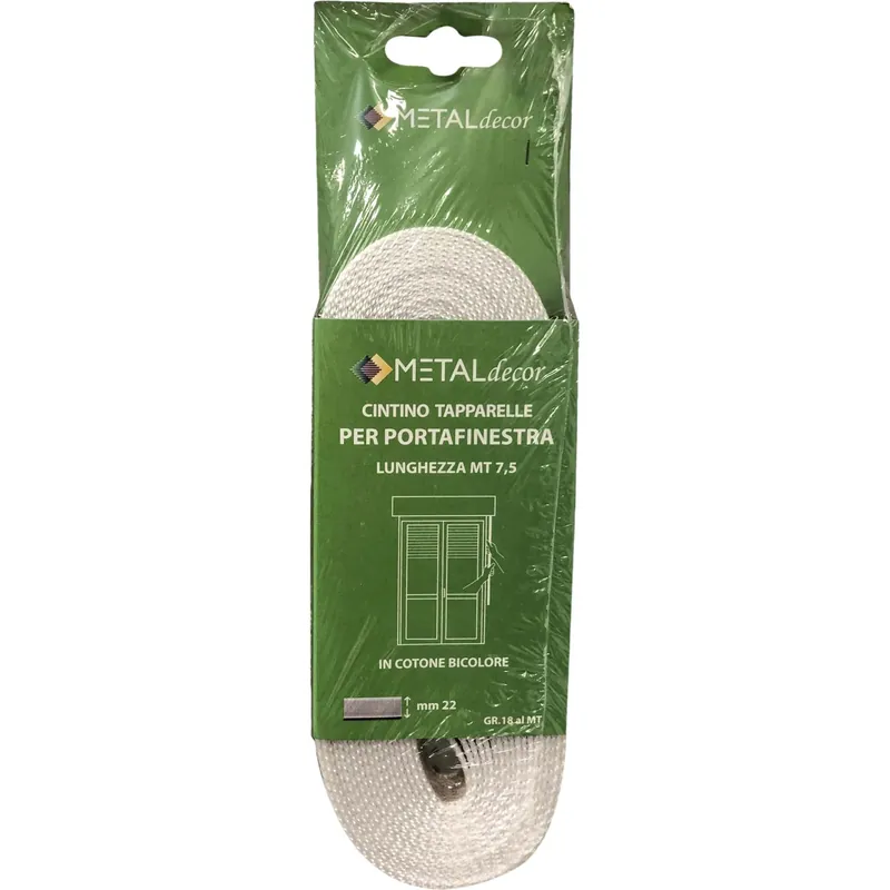 Tijdelijk Beschikbaar Cintino tapparella per portafinestra in cotone beige e righe bianche 22 mm x 7,5