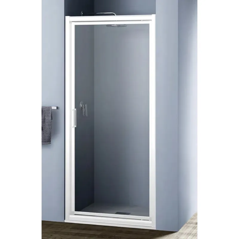 Porta battente doccia Platz 1 anta 75 cm H 190 cm argento e trasparente 3 mm Gereduceerde Prijs