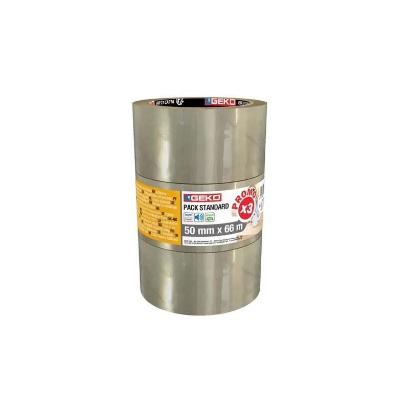 Nastro adesivo da imballaggio Noise 50 mm x 66 m trasparente 3 pz Populair