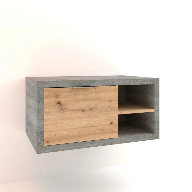 Korting Mobile bagno base lavabo sospeso 80 cm cemento/rovere dx