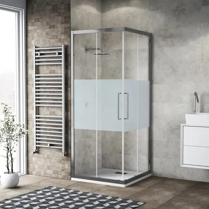 Lato angolo doccia 4 ante scorrevole 95/97 cm cromo serigrafato Express Levering