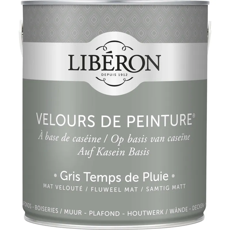 Direct Beschikbaar Idropittura lavabile Velours de Peinture Liberon Gris Temps de Pluie 2,5 L