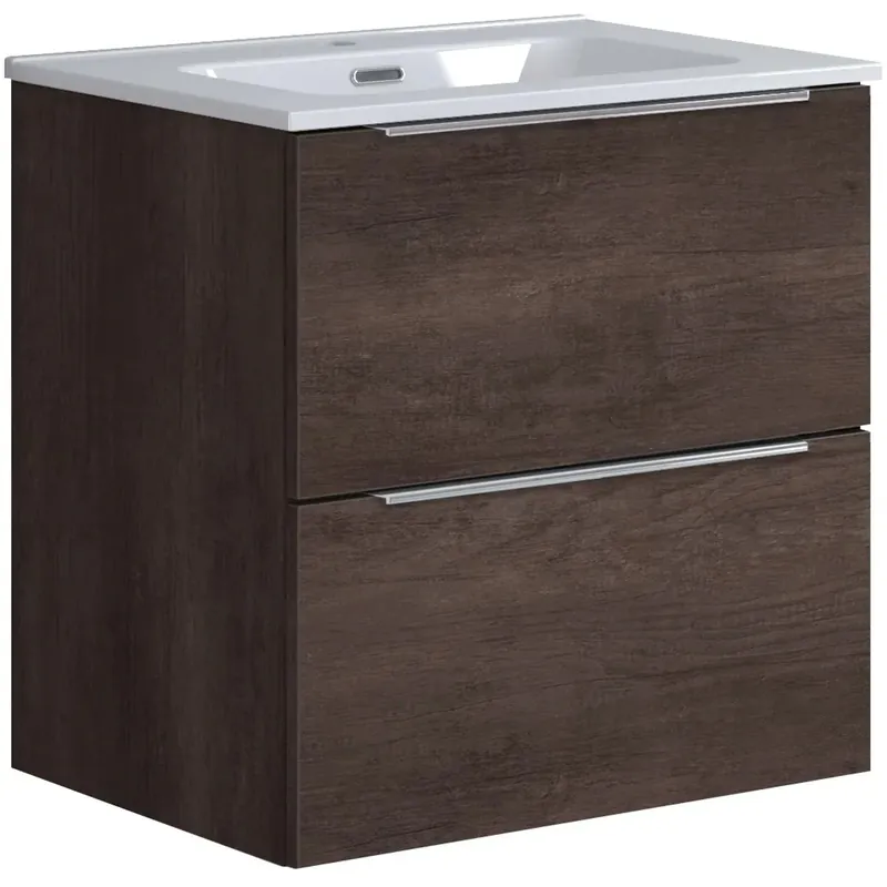 Exclusieve Aanbieding Mobile bagno base portalavabo sospeso Bali 2 cassetti 60x60 cm rovere scuro