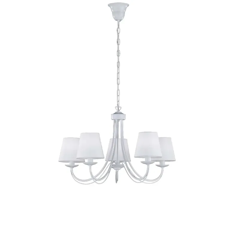 Lampadario a sospensione Cortez 5 luci in metallo bianco Ø 65x150 cm Tijdelijk Beschikbaar