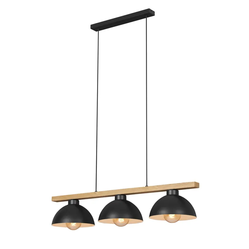 Lampadario a sospensione Vintage 3 luci E27 nero H 98x15 cm Laatste Kans