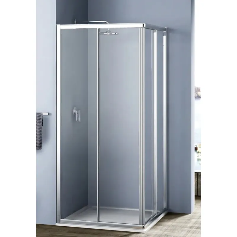 Direct Beschikbaar Lato angolo doccia 2 ante scorrevoli Platz 72 cm bianco e trasparente