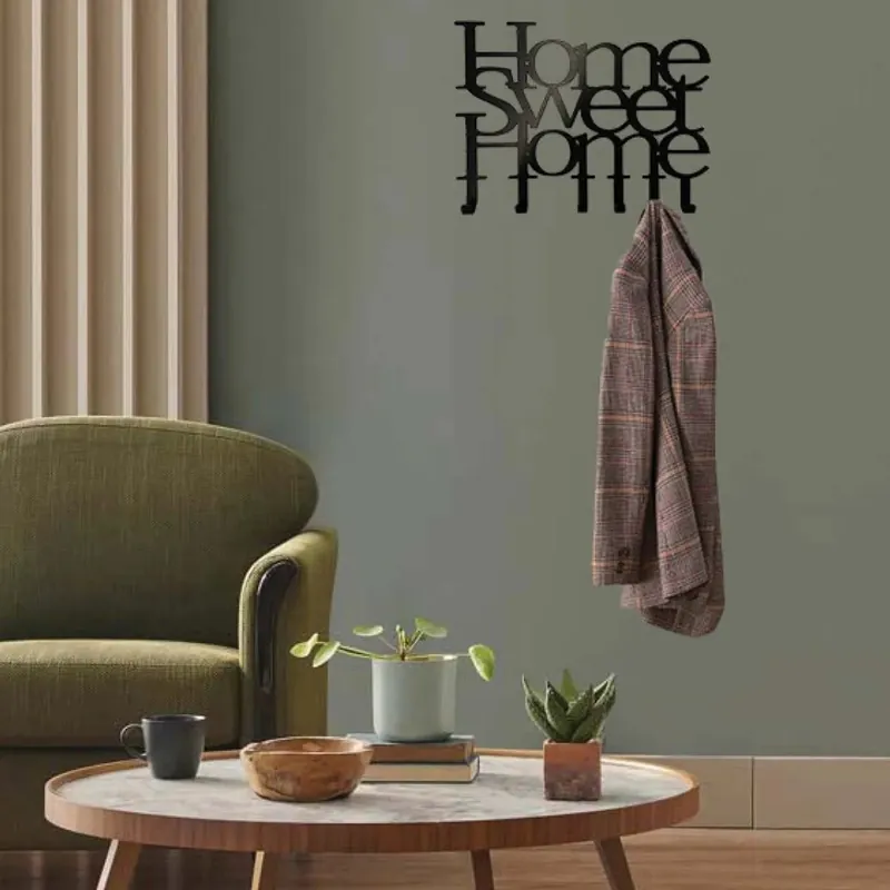 Appendiabiti in ferro Home sweet home 6 posti nero opaco Beste Prijs