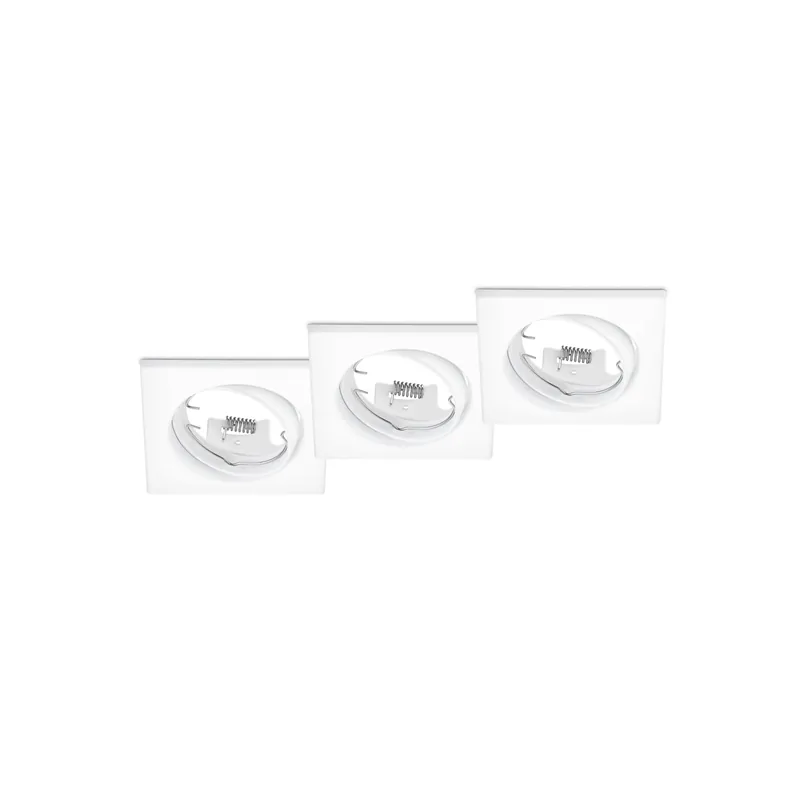 Kit 3 faretti da incasso Jura quadrati orientabili bianchi 8x8 cm Exclusieve Aanbieding