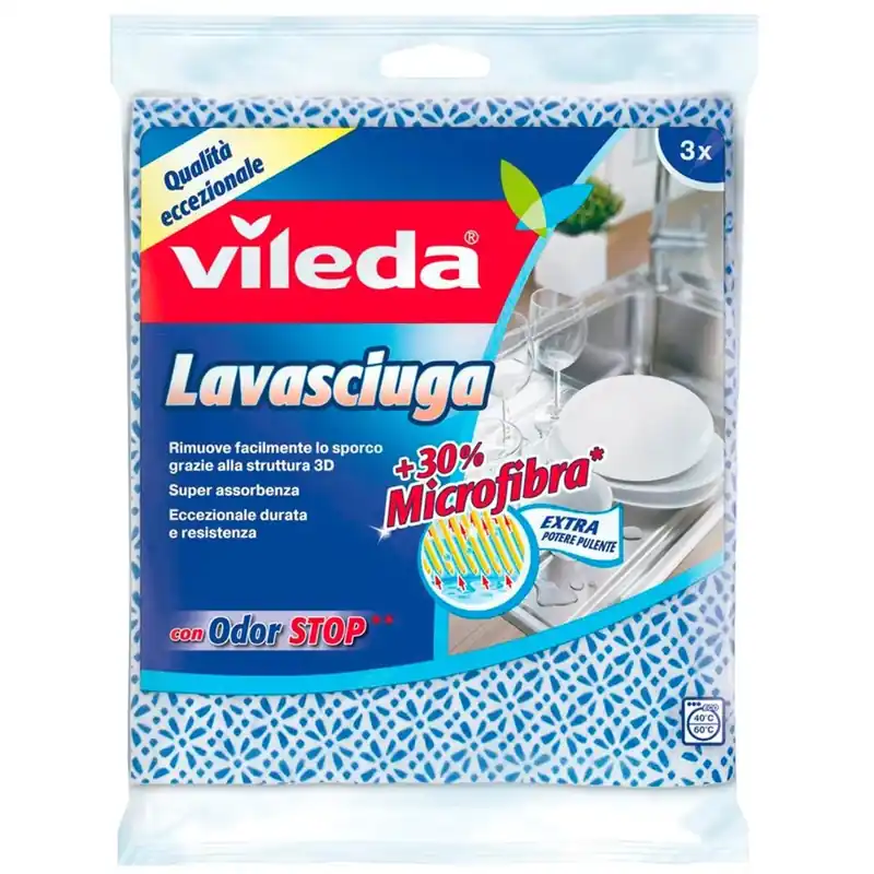 Panno in microfibra Vileda Lavasciuga 3 pz Gratis Retour