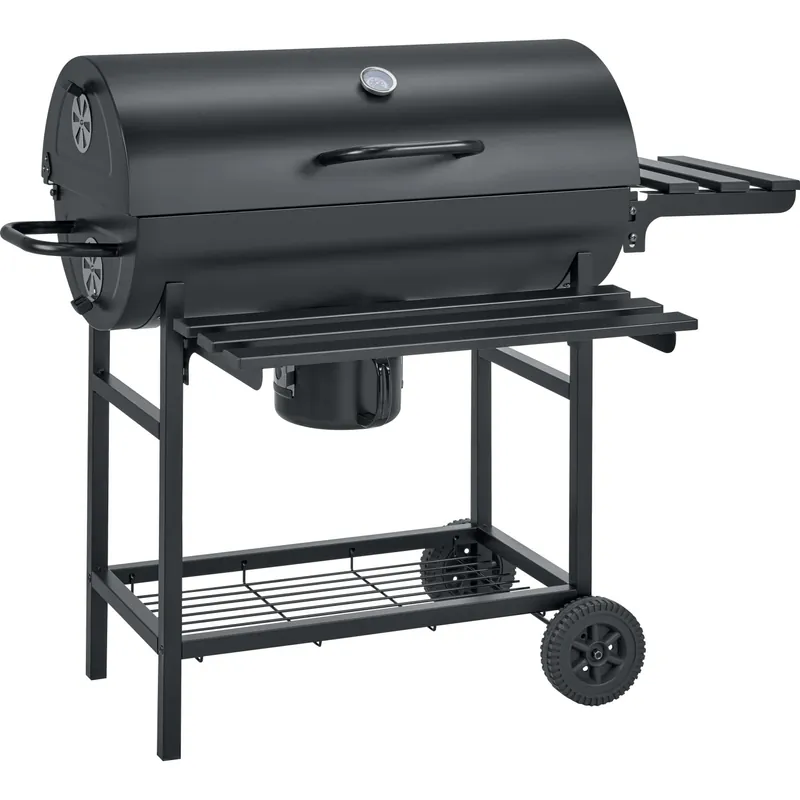Barbecue a carbonella con tavolo pieghevole nero 70,5x35 cm Dagaanbieding