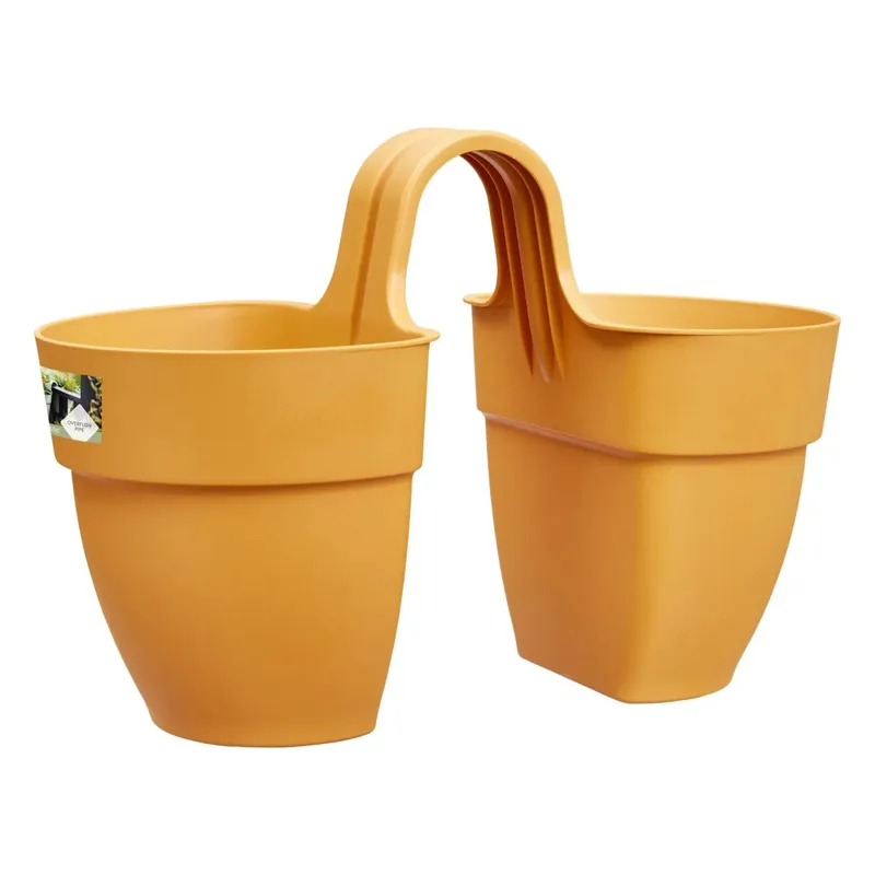Veilige Betaling Vaso da ringhiera Elho Vibia Campana Flower Twin 21x38x26,5 cm giallo miele