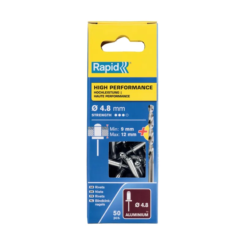 Hoge Kwaliteit Rivetti Rapid Alte Prestazioni Ø4.8 x 16 mm Conf. da 50 pz e Punta Trapano incl