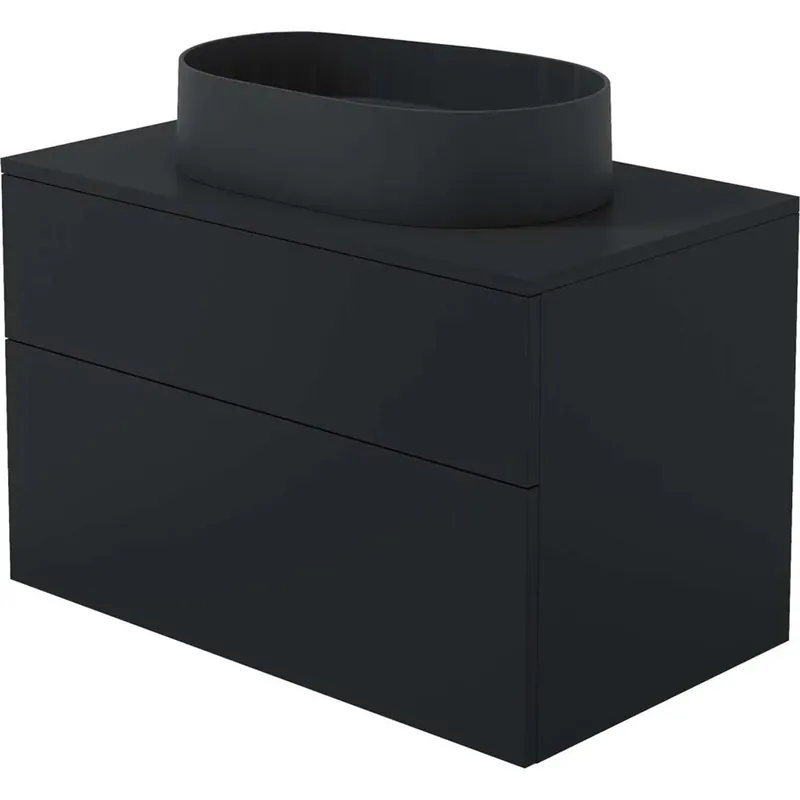 Laatste Versie Mobile lavabo con lavabo granito Idrostile SlowMotion 800x520 mm nero
