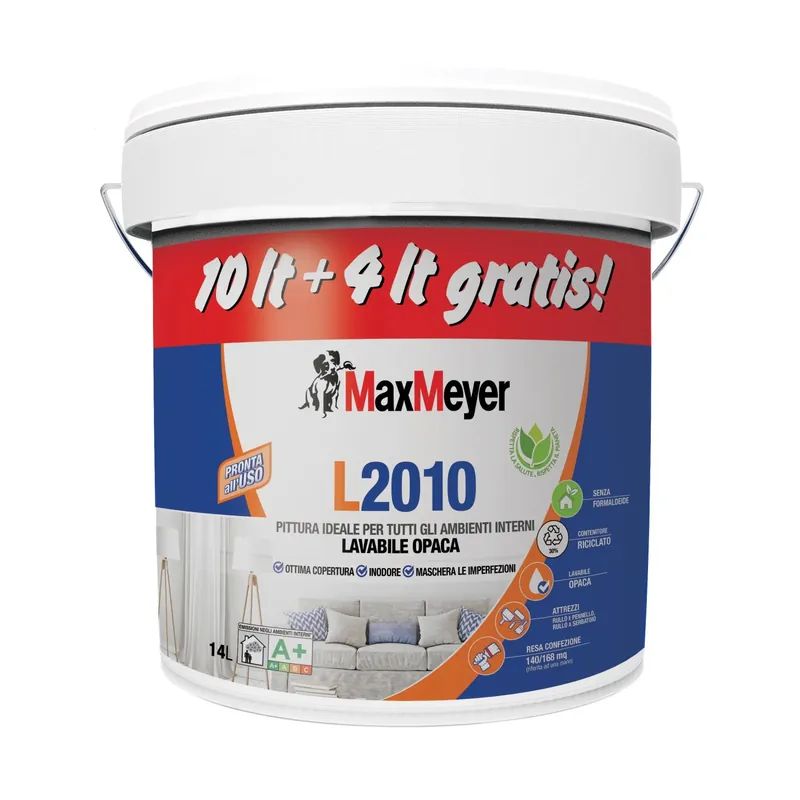 Idropittura lavabile MaxMeyer bianco opaco 14 l Beperkte Voorraad