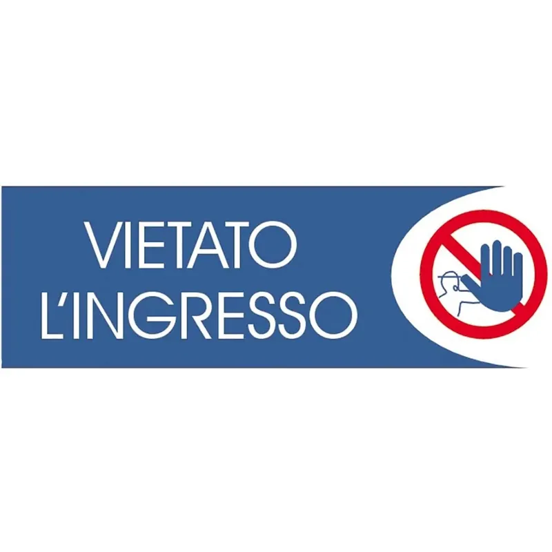 Weekendaanbieding Targhetta adesiva "Vietato l `ingresso" in propilene metallizzato 6 x 18 cm