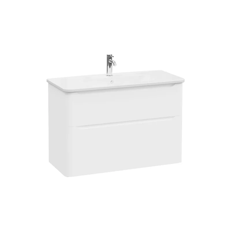 Voordeelprijs Mobile bagno base lavabo sospesa 2 cassetti Integra Round 100 cm matt white