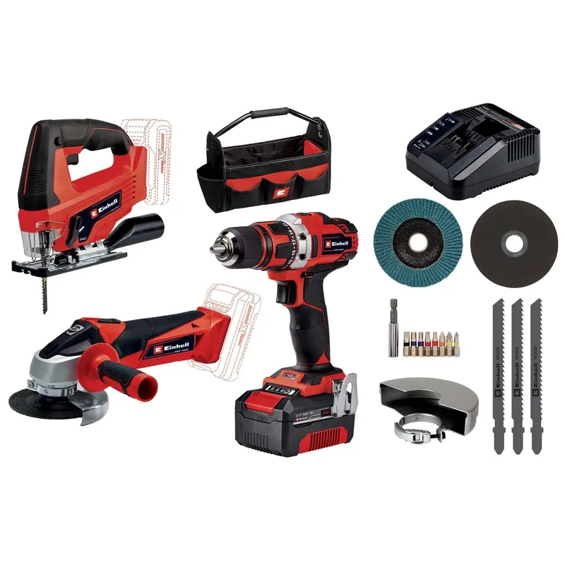 Set trapano/avvitatore/seghetto a batteria Einhell 18 V 3 pz Alleen Vandaag