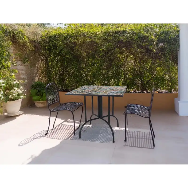 Tavolo da giardino Mosaico Flower in metallo verniciato 80x80x75 cm Nieuw