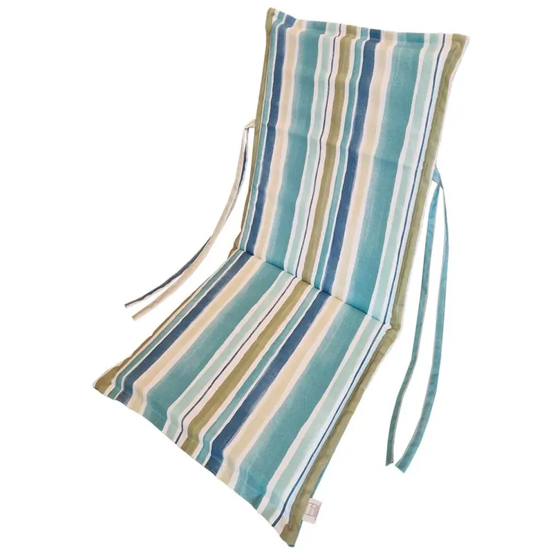 Cuscino per sedia a spalla alta con aletta righe azzurre 112x48 cm Weekendaanbieding
