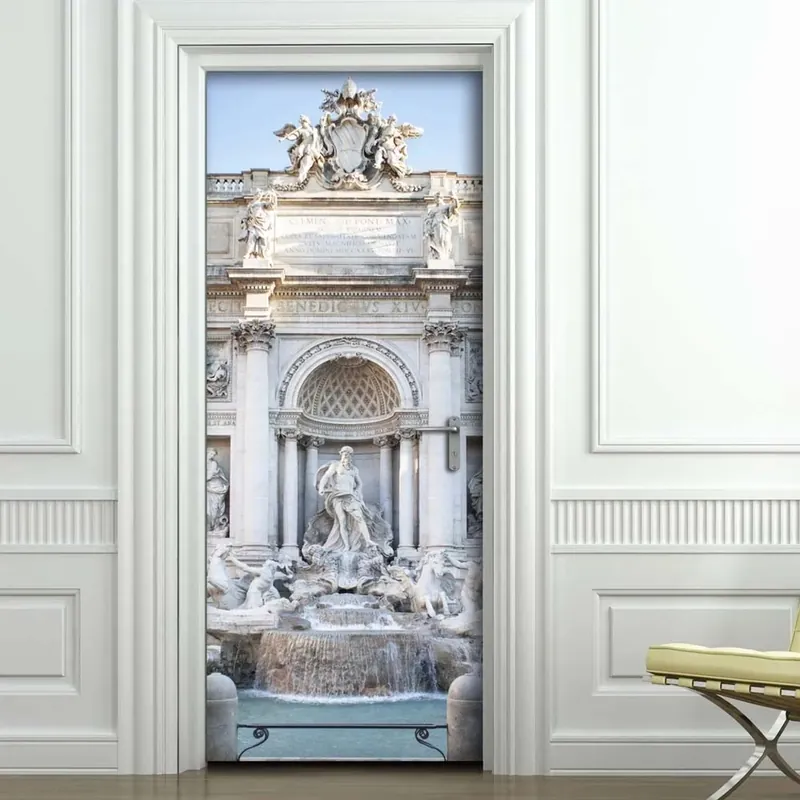 Koop Online Decorazione Autoadesiva per porta Rome Fontana di Trevi 210x83 cm